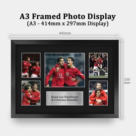 HWC Trading Cristiano Ronaldo & Ruud van Nistelrooy Printed Memorabilia Signed Autograph Photograph Display for Football Fans and Supporters - A3 Framed