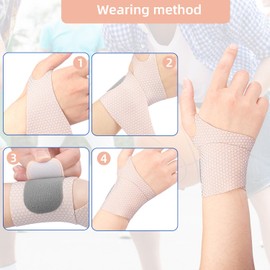 Ultra Thin Wrist Compression Band [2 PCS] Slim and Colorful Wrist Brace Flexible Wrist Support for Men and Women Adjustable Sports Lightweight Fits Both Hands (skin)