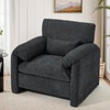 Esright Oversized Armchair, Chenille Mid Century Accent Chair, Comfy Upholstered Single Sofa, Extra Wide Reading Chairs for Living Room, Bedroom, Office, Waiting Room (Black)