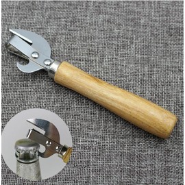 Can Opener Manual Can Opener Lid Remover Utensil Stainless Steel Multifunctional Kitchen Accessories with Wooden Handle for Jar Canister Tin Attractive Processing Kitchen Tools and Gadgets
