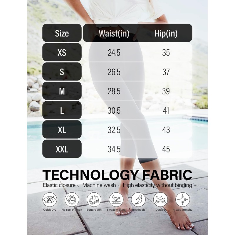 USAUPUP Capri Leggings for Women High Waisted Tummy Control Buttery