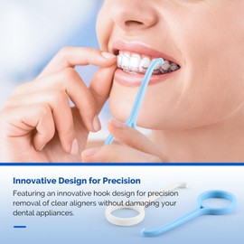 JMU Aligner Remover Tool, 2 Colors Clear Aligner Removal Tool, Braces Removal Kit, Blue and White (2 Pack)