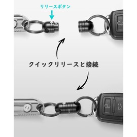 TISUR Key Holder, Magnetic Releaser, Load Capacity 44.1 lbs (20 kg), Double Side Button, Magnet, Strong, Locking Function, Separated Type, Quick Release, Keychain, Stylish, Car Key Holder, Aluminum