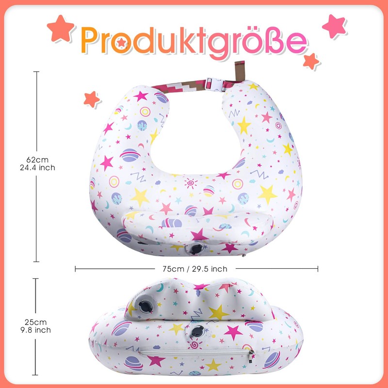 Portabuddy Inflatable Nursing Pillow XXL with Adjustable Design, Starry Sky