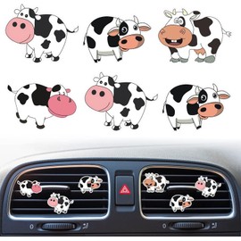 6 Pcs Cute Cow Print Air Vent Clips, Cow Car Air Fresheners Vent Clips Funny Car Decoration Interior Decor Accessories for Women Men