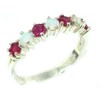 925 Sterling Silver Natural Opal & Ruby Womans Eternity Ring