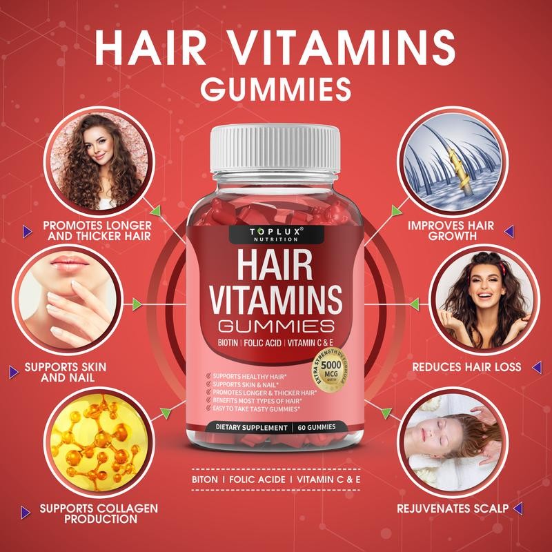 Hair Vitamins Biotin Gummies (5000 mg) Supplement for Hair, Skin