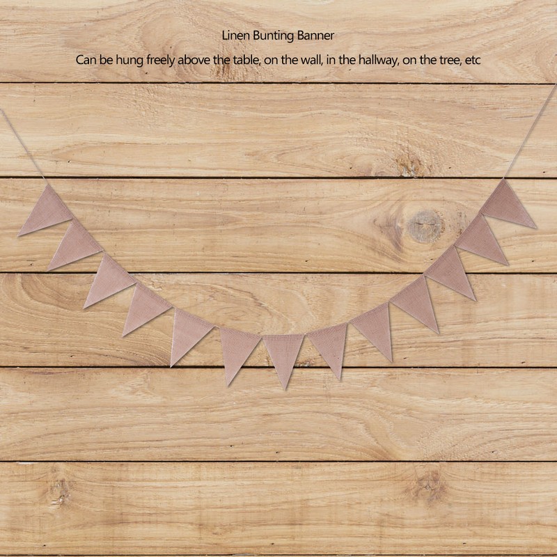 Linen Bunting Banner with 48pcs Flags Wedding Party Holiday Celebration