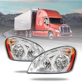 Freightliner Headlights for Cascadia 2008-2017,Replacement Headlamp DOT and SAE Approved (Silver, Pair Set)