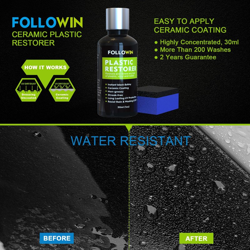 FOLLOWIN Ceramic Trim Coat Kit Quick Plastic Trim Restorer Restorer