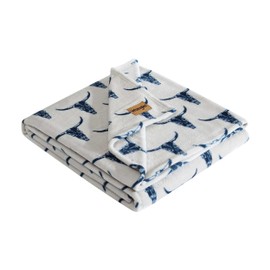 Wrangler - Blanket, Super Soft Plush Bedding, Yellowstone Inspired Throw Blanket for Couch or Bed (Plains Creek Blue, 50" x 70")