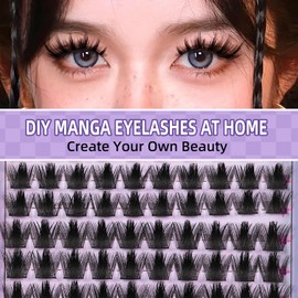 B&Q Cluster Lashes Kit Manga Lashes Cosplay Eyelashes Individual Kit 120pcs Spiky Lash Clusters C Curl 8-18mix Lash Clusters Soft & Comfortable Individual Eyelashes Bond Seal Remover（Wild Rose）