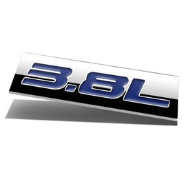Auto Dynasty Chrome Finish Metal Emblem 3.8L Badge (Blue Letter)