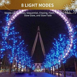 39FT 100 LED Christmas String Lights Outdoor/Indoor, Memory Function & 8 Modes, Waterproof Fairy String Lights for Xmas Tree Holiday Party Garden