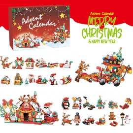 MOTYYA Christmas Building Blocks Advent Calendar 2025, Christmas Reindeer Sleigh Building Set 24 Days Surprises Advent Countdown Gift Box for Kids 6-12 Year, Xmas Santa Elk Sleigh Block STEM Toys Age 6+