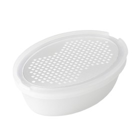 PEARL METAL CC-1204 White Grater, Total Length 3.7 x Width 2.4 x Height 1.2 inches (9.5 x 6 x 3 cm), Ginger and Garlic Condiment Grater Container Included