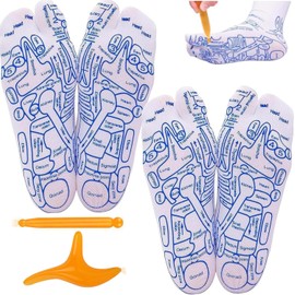 SOFTNLUX Foot Reflexology Sock Set with Massage Tool, Acupressure Reflexology Socks Relief Body Stress & Aches, Feet Acupuncture Point Massage Pen Trigger (Men Size)