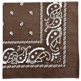 MDSTYLE 100% Cotton Bandana for Men & Women 22" x 22" Paisley Pattern Handkerchief Headband Scarf (Brown)