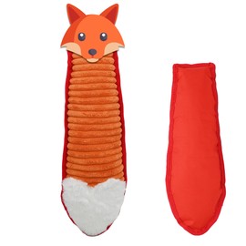 Onmygogo Plush Dog Squeaky Toys, Stuffed Plush Animal Tail Toys for Aggressive Chewers, Interactive Toys for Small, Medium, Large Breed Dogs(Fox)