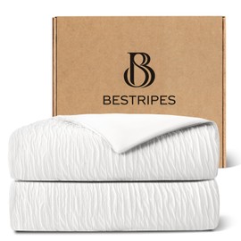 BESTRIPES Cooling Comforter, Twin/Twin XL - Reversible Lightweight Blanket for Hot Sleepers & Night Sweats, Breathable All-Season Bedding (70x90 Inch, Off White)