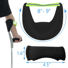 Addestrale Crutch Pads con Strisce Riflettenti - Coperture Crutch Gomito per Anziani & Disabili Accessori di Ricambio Crutch, 2 Pz (Handle & Elbow Pads)