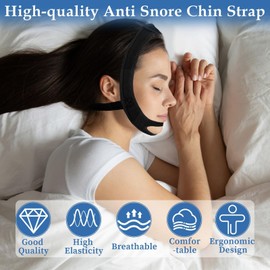 Chin Strap for Sleeping, Anti Snoring Chin Strap for Users, Anti Snore Chin Strap, Chin Strap for snoring, Chin Strap for Sleeping, Airflow Jaw Strap for Men Women Anti Snore Snoring Black