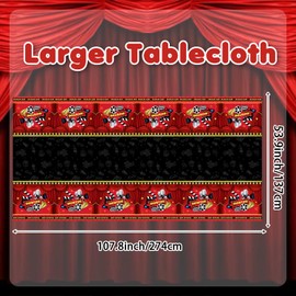 3PCS Movie Night Tablecloth Plastic Table Covers Movie Theater Table Cloth for Party Supplies Red Carpet Theme Party Decor (54 x 108 Inches)