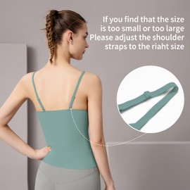 Women's Fit Camisole with Built in Bra - Spaghetti Straps Camis Tank with Shest pad One-Piece Cut Seamless (3XL, A-Green-Blue Slate)