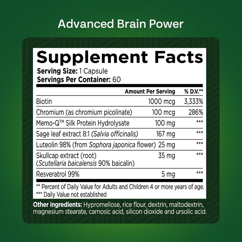 GREEN VALLEY NATURALS - Advanced Brain Power - Supports Healthy,