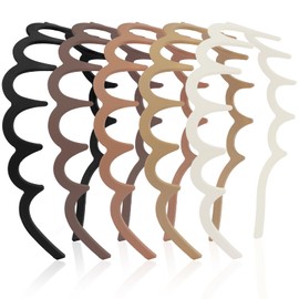 Aprince Zigzag Headbands 5pcs, Neutral Matte Plastic Headbands with Teeth, Non-slip Wavy Hairbands for Women&Men, U Shape Reversible Headband, Retro High Skull Headband, 90s Comb Hair Hoop