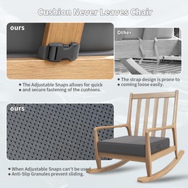 UDPATIO Outdoor Cushions for Patio Furniture, 22 x 22 Outdoor Deep Seat Cushions with Waterproof Fade Resistant, Outdoor Chair Cushions with Adjustable Snaps, Removable Cover and Handle, Grey