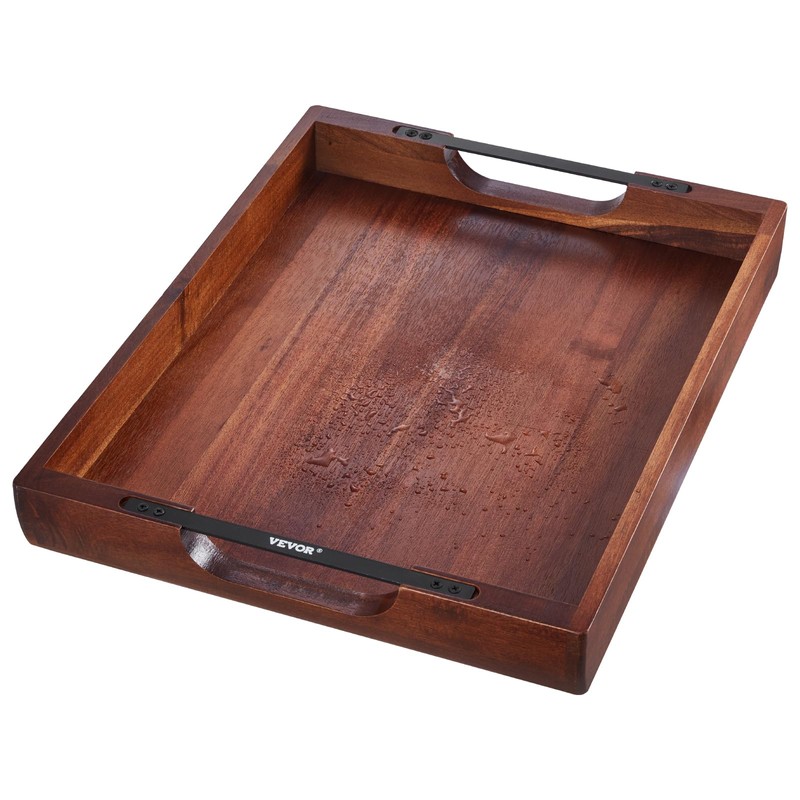 VEVOR Wood Serving Tray, Acacia Wooden Tray Board with Handles,