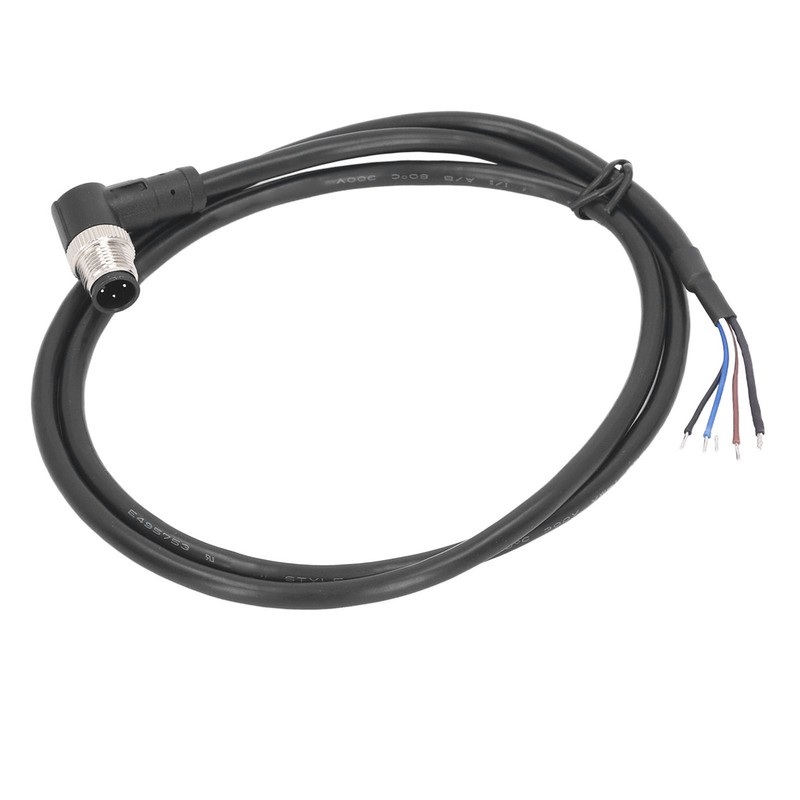 M12 Connector Cable 4 Pin Shielded Right Angle Waterproof Aviation