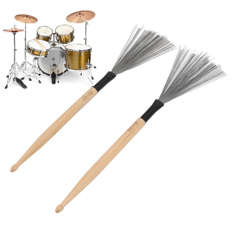 2PCS Drum Brush Double Headed Dual Purpose Maple Drumstick Rubber