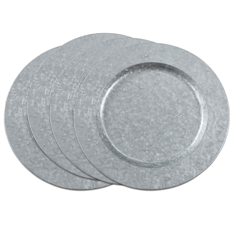 SARO LIFESTYLE Polished Galvanized Charger Plates (Set of 4) –