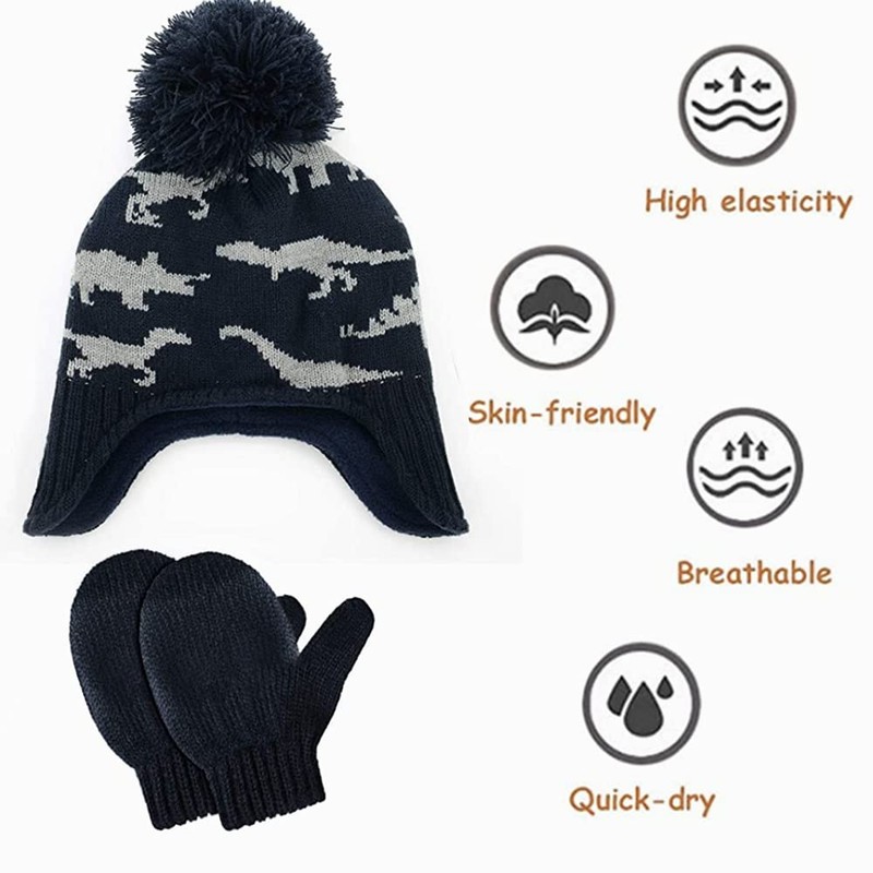 Unisex Newborn Winter Beanie Hat Gloves Set for Baby Girls