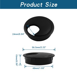 Bonsicoky 2 Pcs 2"(50mm) Metal Desk Grommet, Zinc Alloy Desk Cord Hole Cover for Wires Cable Office Desk, Matte Black