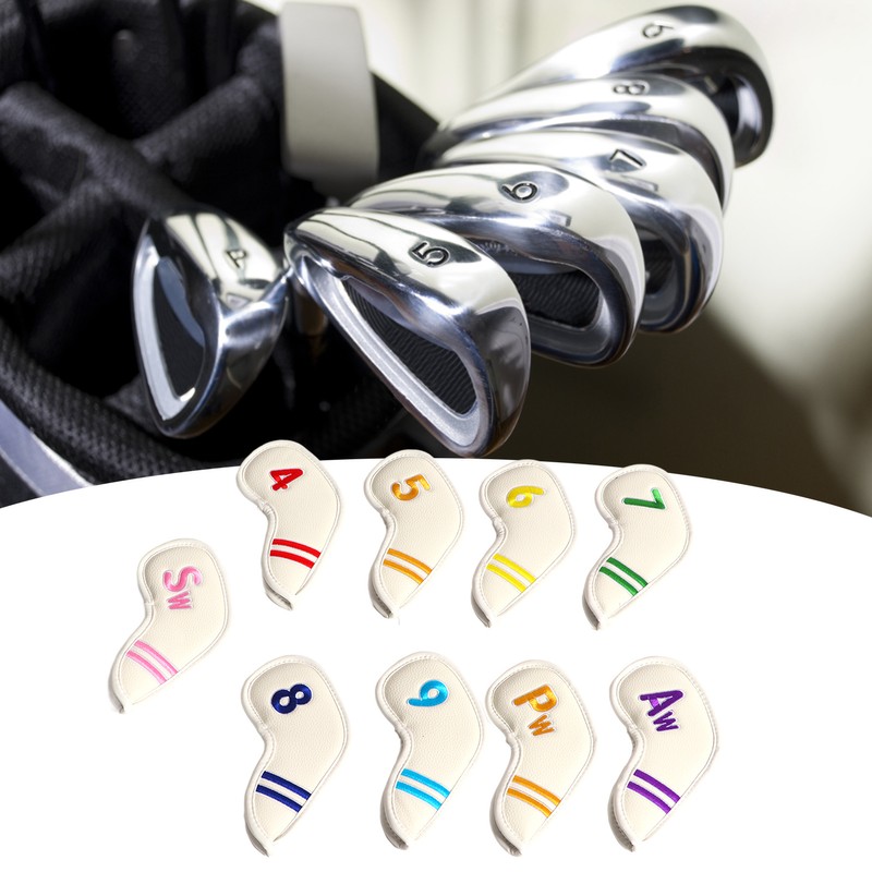 9pcs/set PU Waterproof Golf Club Iron Cover with Numbers Thickening