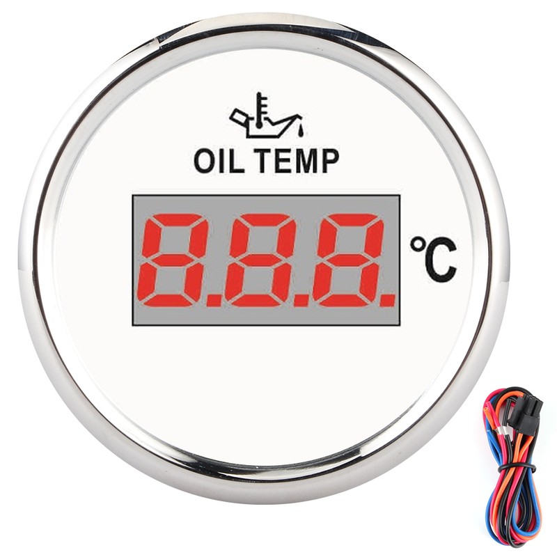 Universal Digital Oil Temperature Gauge 52mm 50‑150℃ W/Red Backlight 12V/24V