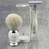 Safety Razor Badger Hair Brush and Safety Razor White