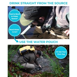 Tactiko 25oz. Purifying Water Bottle - UF Membrane, Activated Carbon Filter 265Gal. from Rivers, Streams - SGS Certified Personal Filter Straw - Camping, Emergency, Survival (Black)