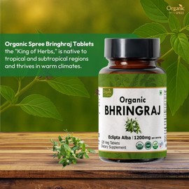 ORGANIC SPREE Bhringraj 120 Tablets | Eclipta Alba (Bhringraj) | USDA Organic Certified | Ayurvedic Hair Care | Organic and Natural 120tab - Pack of 3