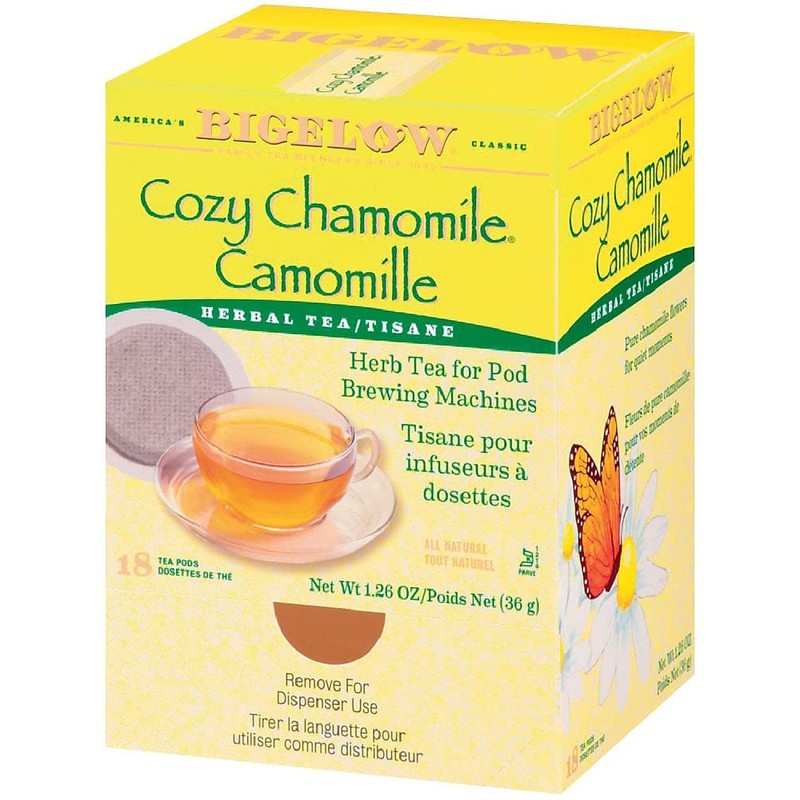 Bigelow 10906 Cozy Chamomile Herbal Tea Pods, 1.90 oz, 18/Box