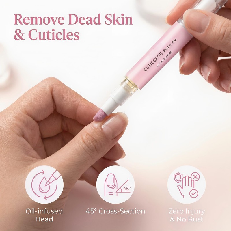 Ceramic Cuticle Pusher & Nail Oil Pen, 2-in-1 Nail Care