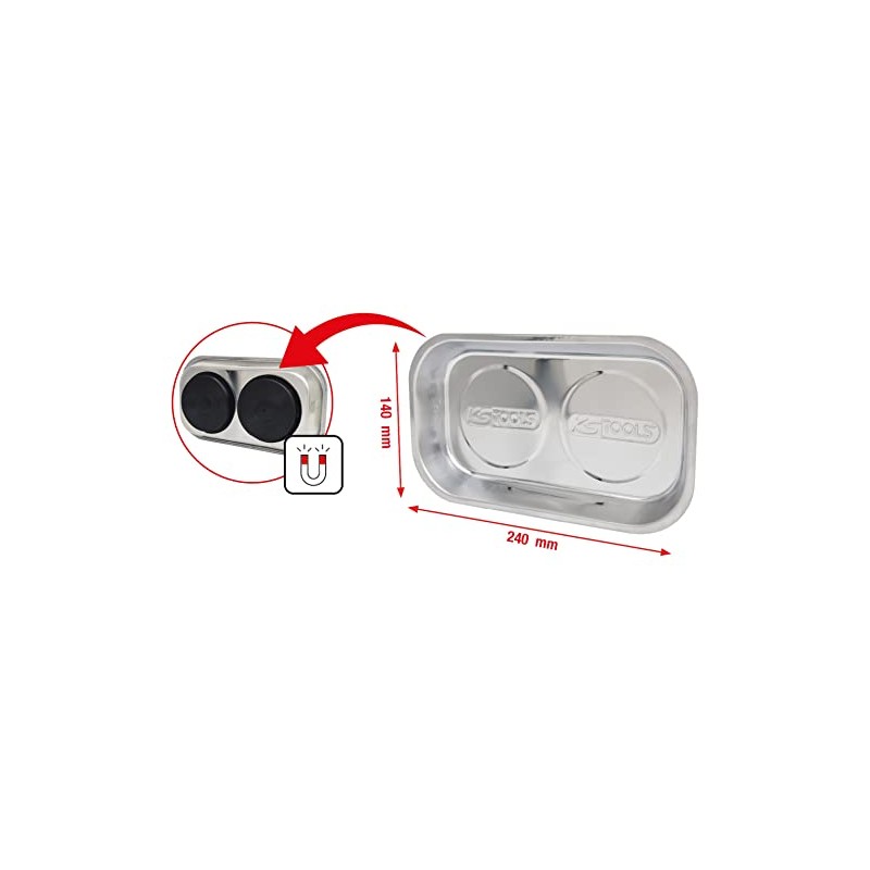 KS Tools 800.0151 Stainless steel magnetic tray, 140x240mm