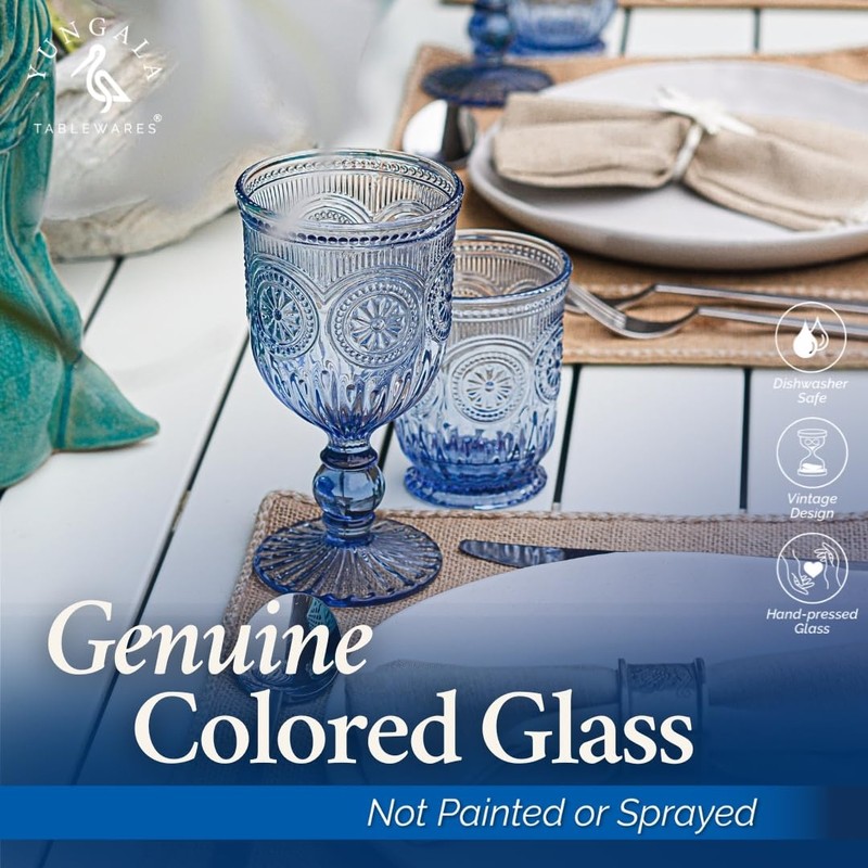Yungala Blue highball glasses, set of 6, volume - 10oz,