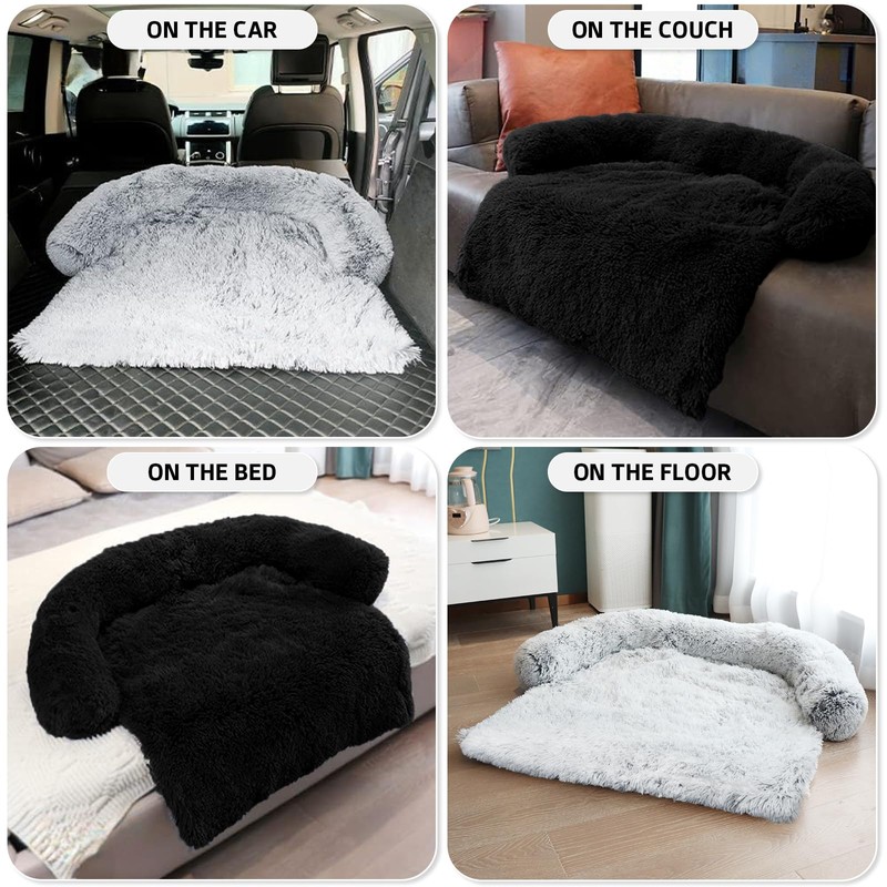Calming Dog Bed Fluffy Plush Dog Mat for Furniture Protector