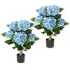 27 inch 2 Pack Artificial Hydrangea Tree,Blue Faux Hydrangea Flowers