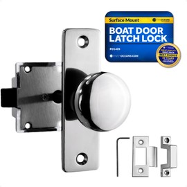 Five Oceans Boat Door Lock, Marine Door Latch, Door Knob Chrome-Plated Finish, Surface Mount, for RV Camper Boat Trailer Truks - FO1409