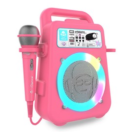 iDance K2V2 Wireless Karaoke Party Speaker with Disco Lighting, 50W Extra Bass, Bluetooth, and Wired Microphone Included